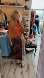 Brown Floral Mesh Skirt