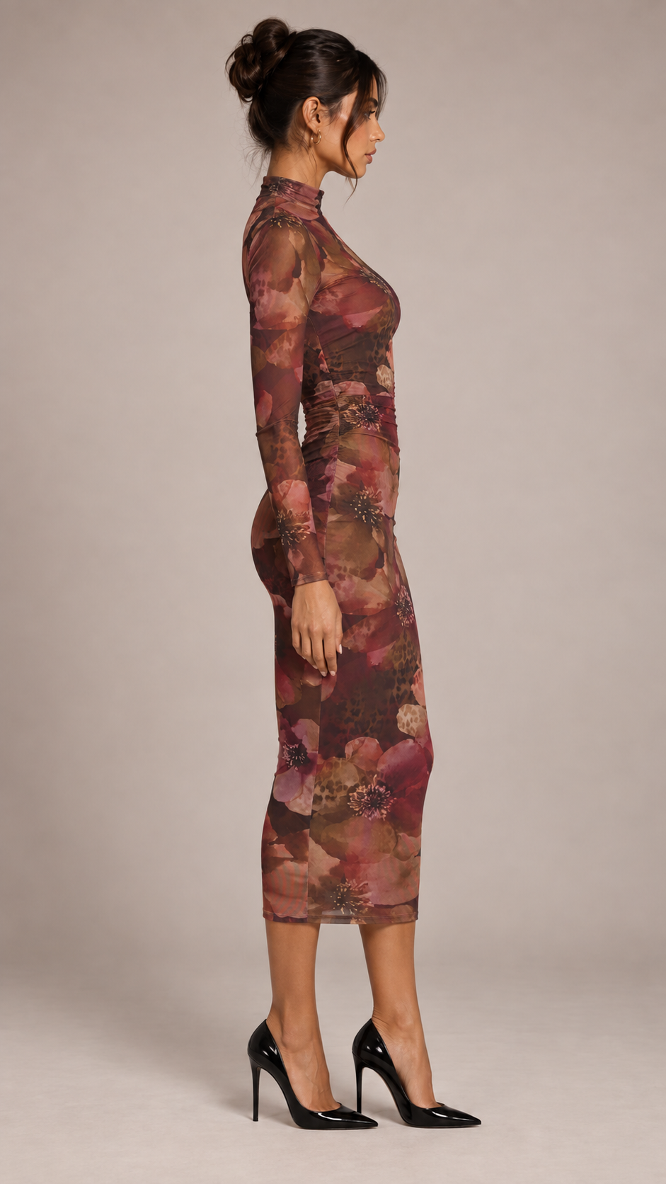 Floral Mesh Midi Dress