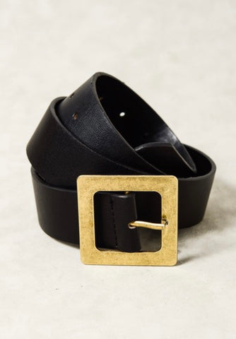 Black Square Buckle Belt