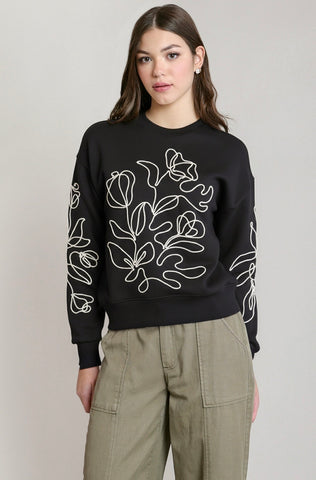 Black Floral Sweatshirt