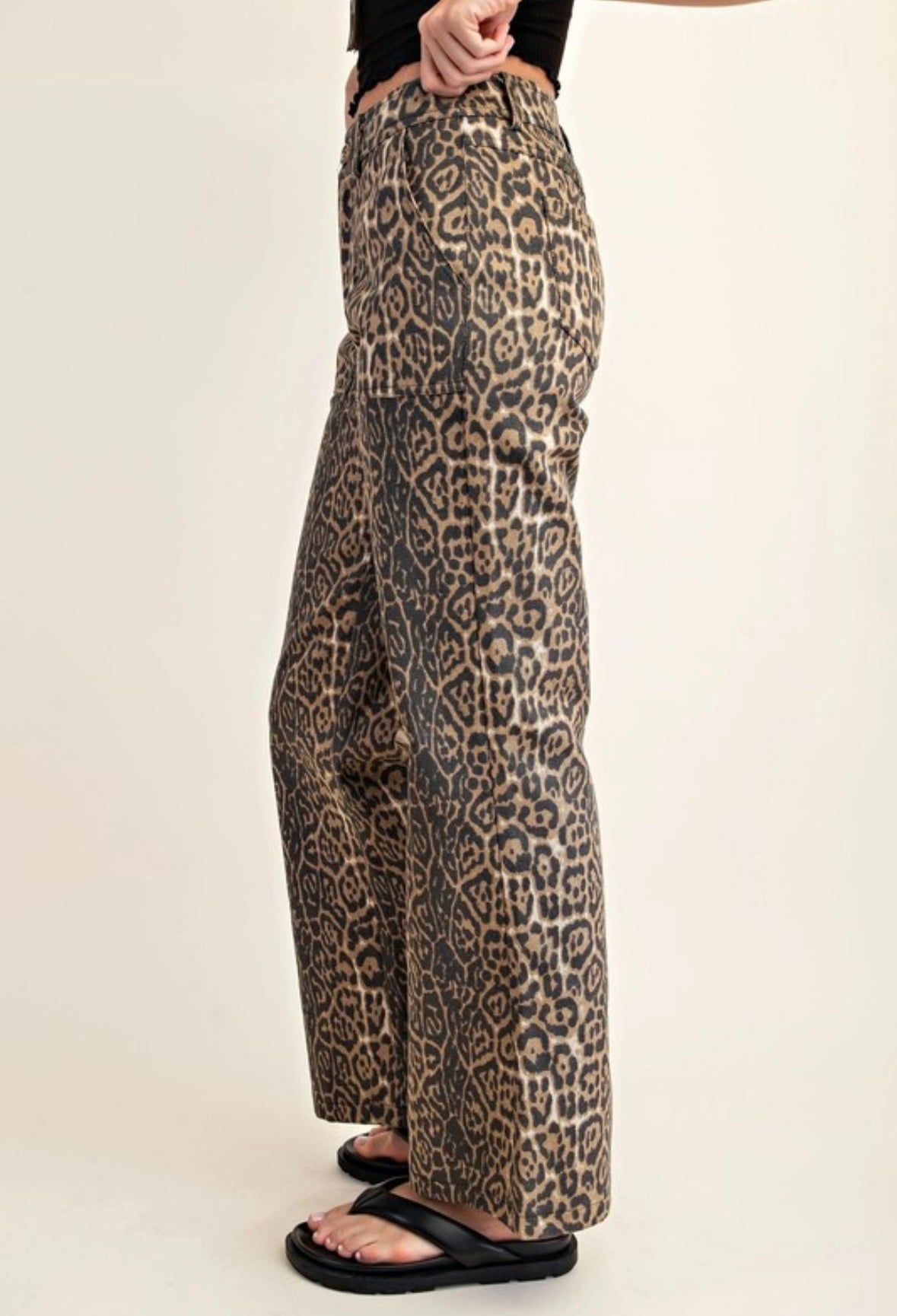 Leopard Print Wide Leg Jeans