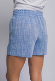Light Blue Linen Drawstring Shorts