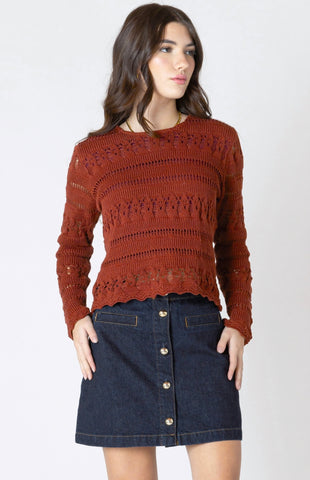 Burnt Orange Crochet Sweater