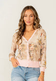 Pink Floral Sheer Cardigan