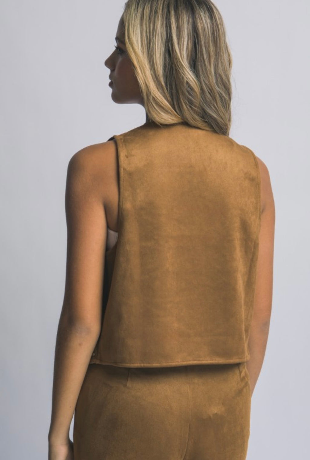 Camel Suede Studded Vest