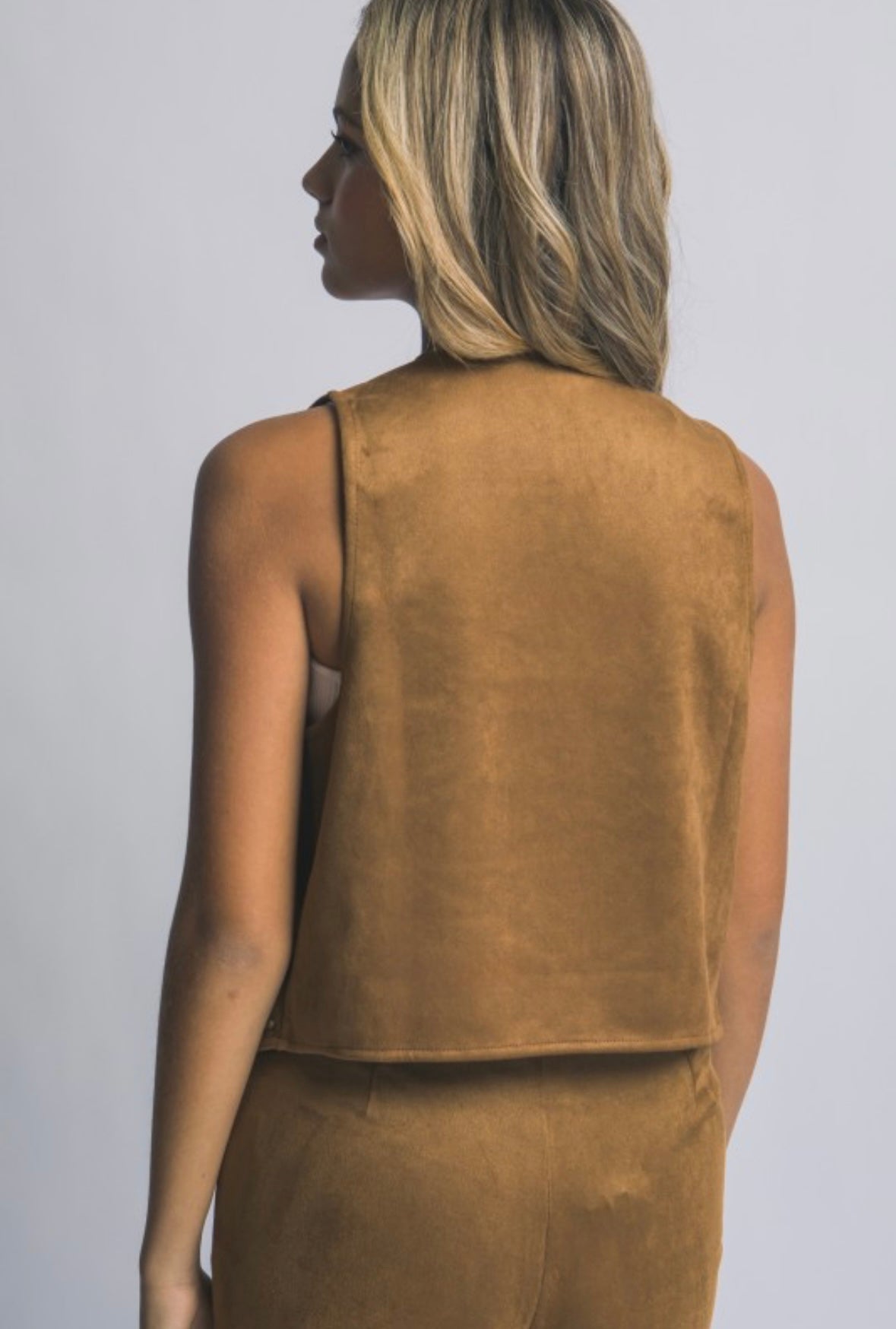 Camel Suede Studded Vest