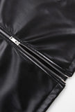 Black Leatherlike Zip Skirt