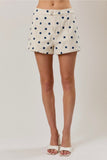 Blue Polka Dot Denim Shorts