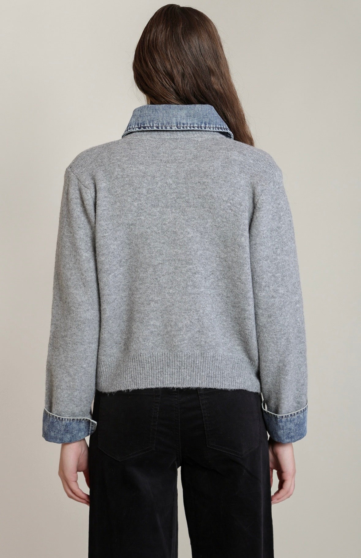 Grey Denim Cardigan