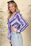 Blue Tie Dye Sheer Tie Top