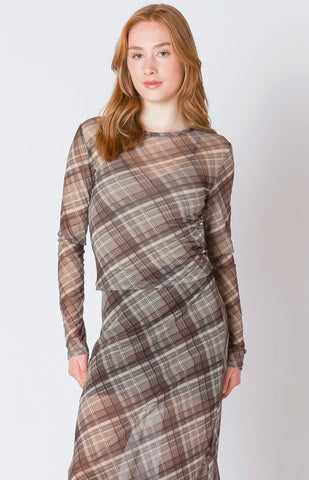 Plaid Mesh Top