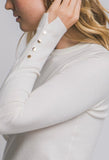 Cream Button Sleeve Sweater
