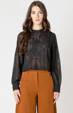 Black Sheer Embroidered Top
