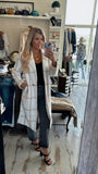 Cream Plaid Duster Jacket
