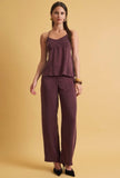 Chocolate Wide Leg Belted Pants