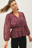 Plum Paisley Peasant Top