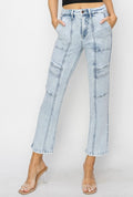 High Rise Crop Stitched Jeans