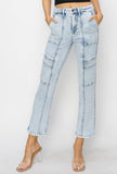 High Rise Crop Stitched Jeans