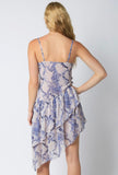Blue Snakeskin Sheer Ruffle Dress
