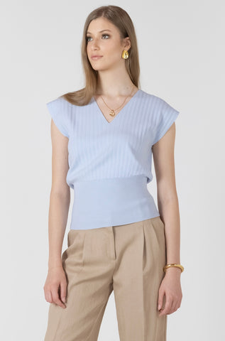 Sky Ribbed Top