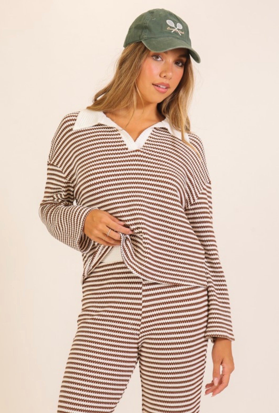 Brown Stripe Lounge Set