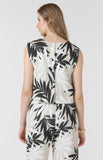 Abstract Leaf Linen Top