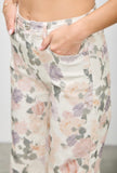 Cream Floral Wide Leg Jeans