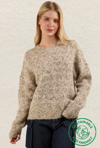 Oatmeal Wave Stripe Sweater