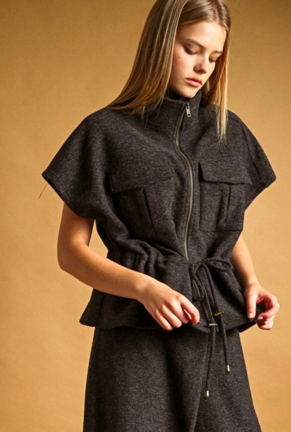 Charcoal Collard Vest