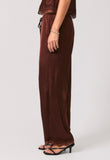 Brown Satin & Lace Wide Leg Pants