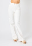 White Braided Wide Leg Jeans
