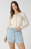 Beige Crochet Button Cardi