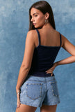 Navy Embroidered Flag Tank