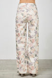 Cream Floral Wide Leg Jeans
