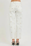 Cream Floral Barrel Jeans