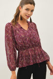 Plum Paisley Peasant Top