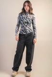 Grey Zebra Sheer Top