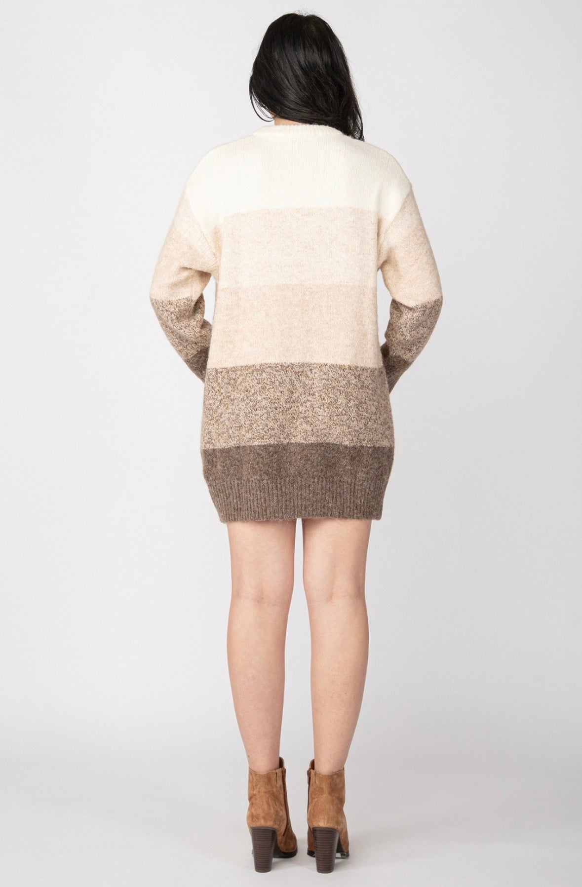 Cream Colorblock Sweater Dress
