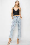 High Rise Crop Stitched Jeans