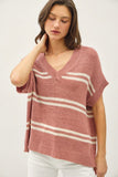 Mauve Stripe Sleeveless Sweater