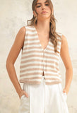 Tan Stripe Sweater Vest