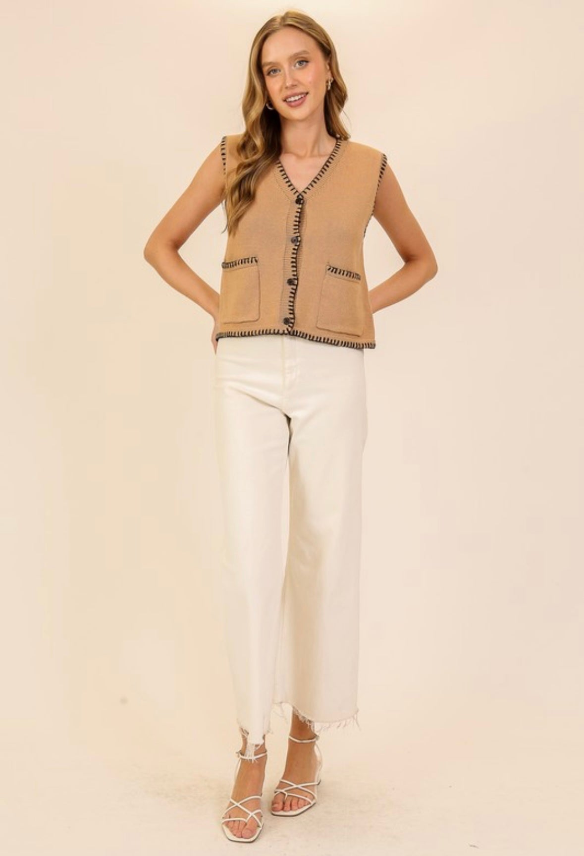 Camel Stitched Sweater Vest