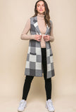 Grey Check Duster Sweater Vest