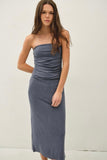 Charcoal Ribbed Strapless Dress