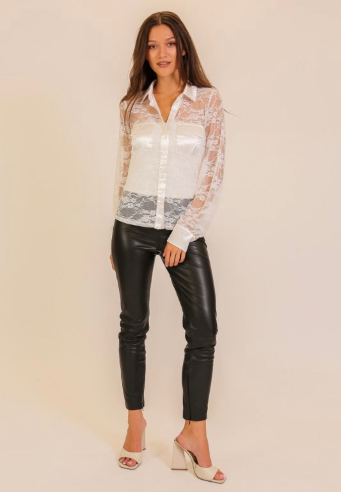 White Lace Button Down