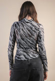 Grey Zebra Sheer Top