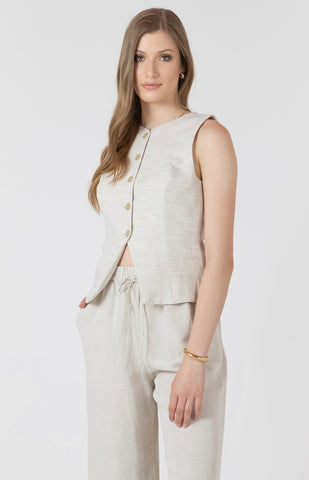 Linen Button Down Vest