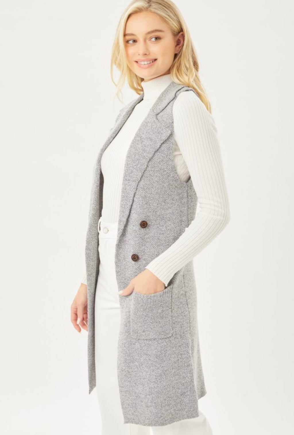 Grey Sweater Duster Vest