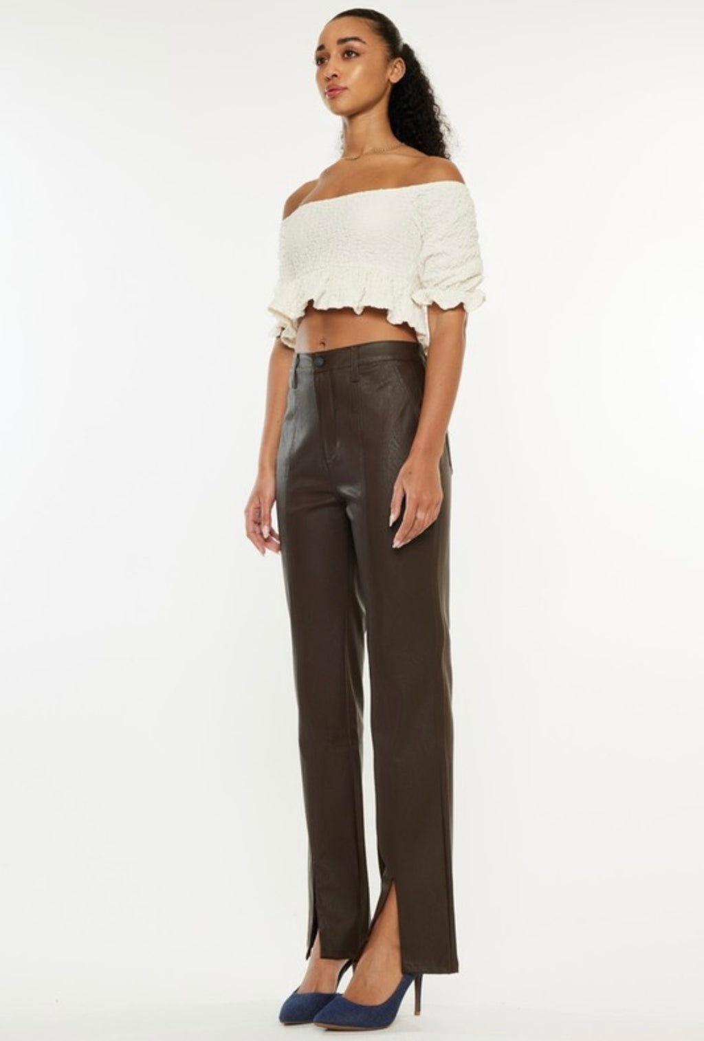 Brown Vegan Leather Pants