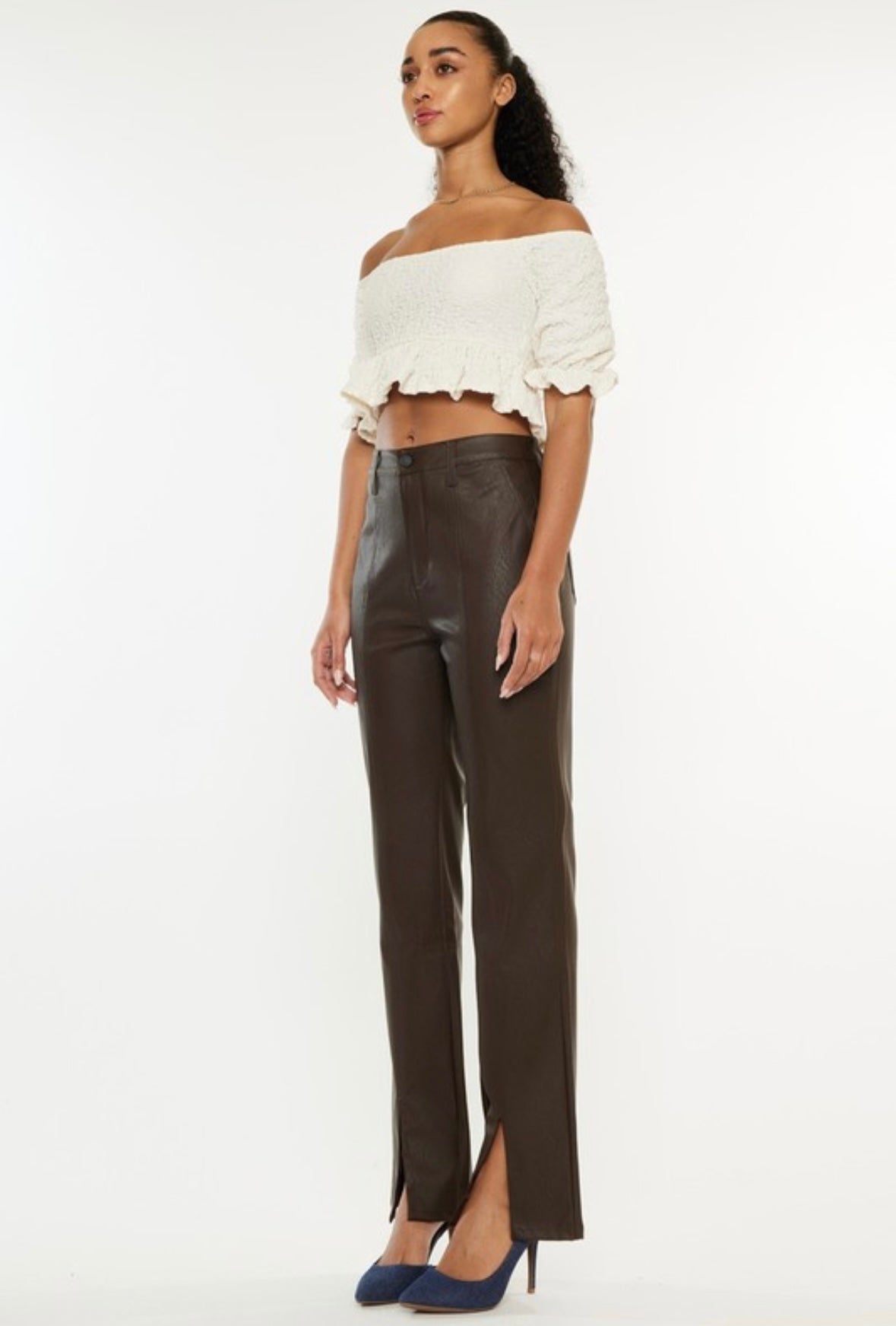 Brown Vegan Leather Pants